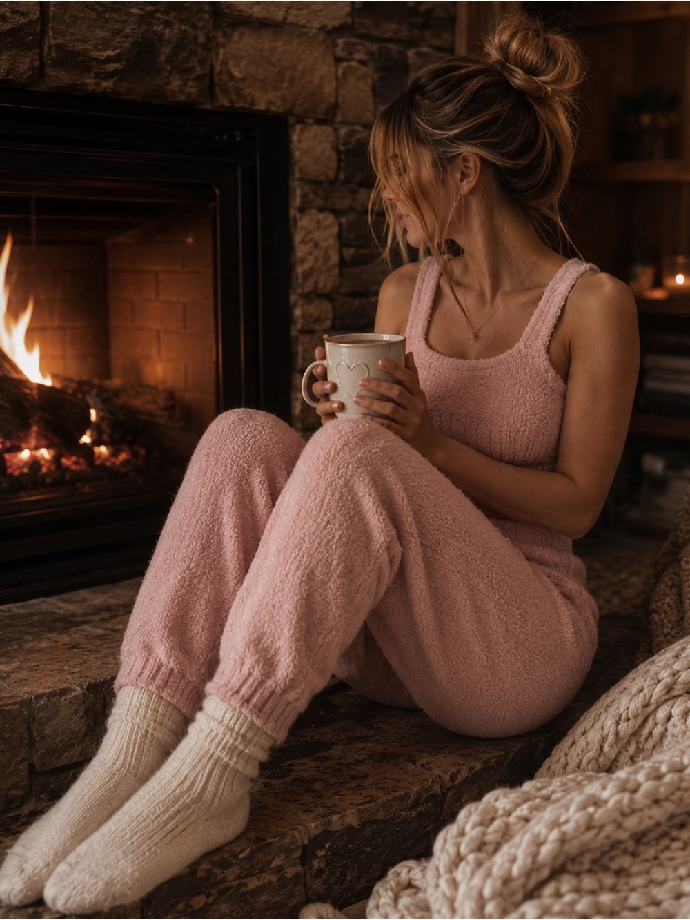 Anthropologie Daily Practice Cozy Pale Pink Joggers bottoms tank SET - Picture 11 of 11